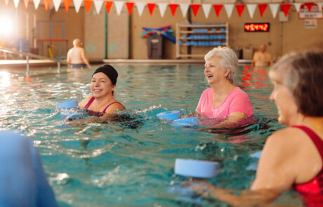 Group fitness class in the indoor pool
