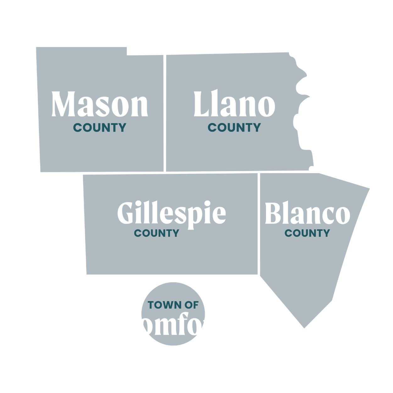 Serving Mason, Llano, Gillespie, and Blanco counties, and the town of Comfort.